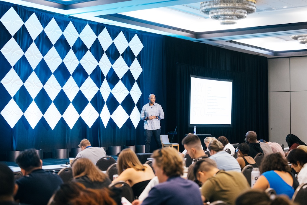 Willie Jackson presenting at a conference